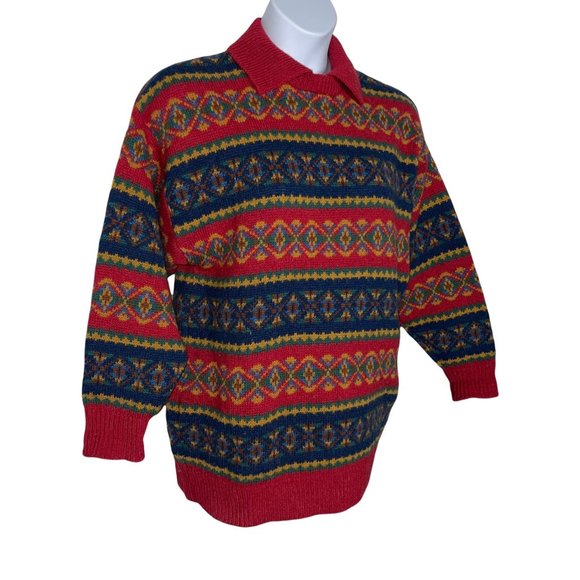 Rare Laura Ashley Vintage 80's Wool Great Britain Christmas Holiday Sweater O/S - Picture 4 of 9